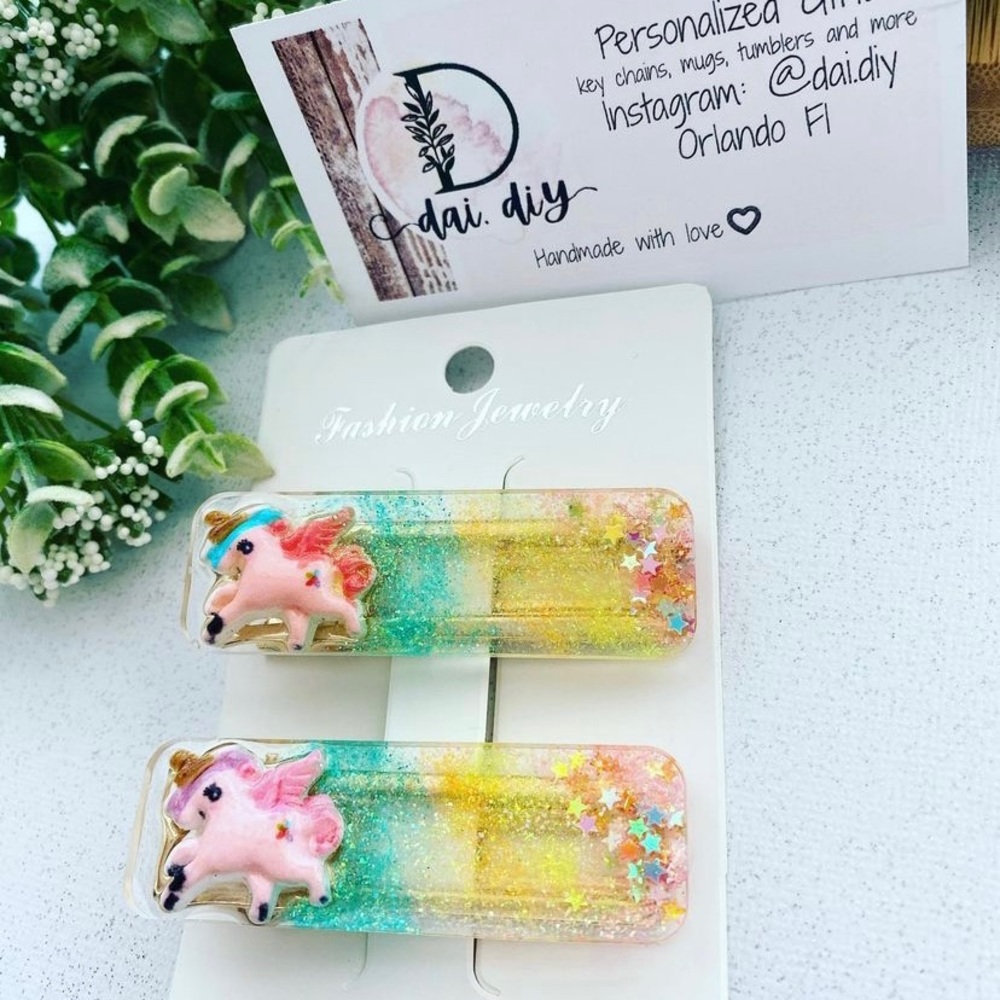 Girls unicorn hair clips